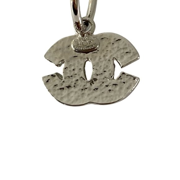 CHANEL Authentic Silver Logo Earrings
